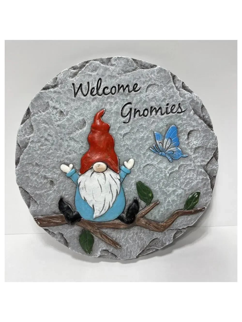WELCOME GNOMIES Garden Step Stone Lawn Pathway Decor Cute Gnome Yard Accent